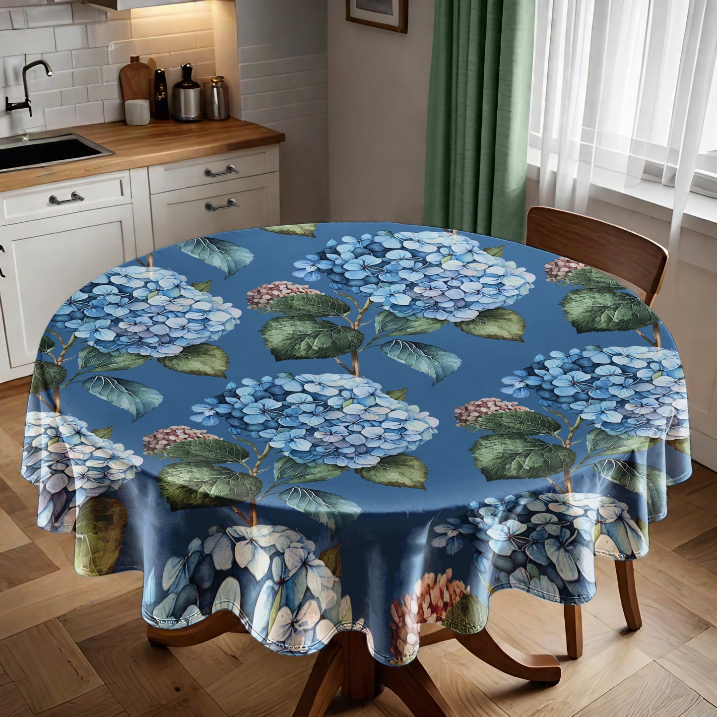 Blue Hydrangeas Round Tablecloth by Mark van Vuuren
