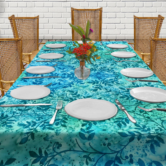 Blue Leave Pattern 3m Rectangle Tablecloth