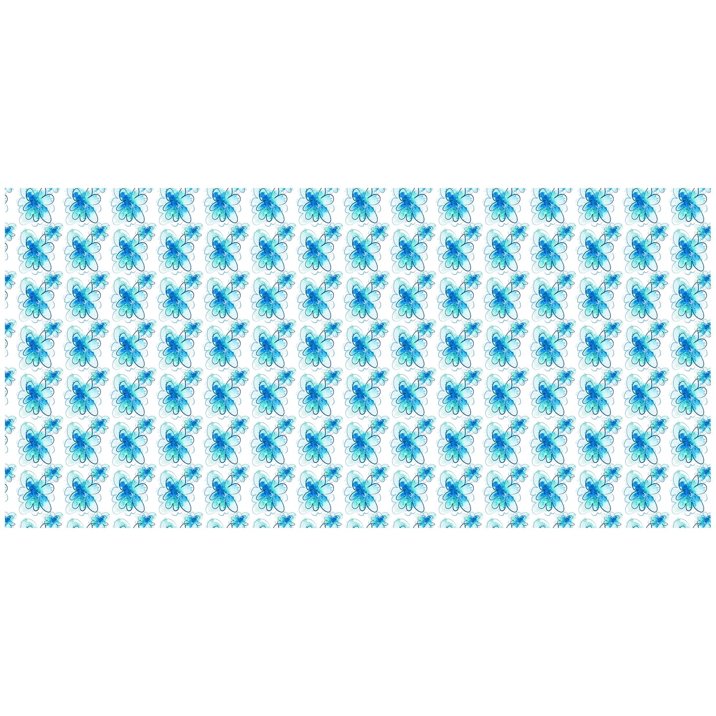 Blue Line Art Floral 3m Rectangle Tablecloth
