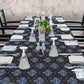 Blue Luxury Pattern on Black 3m Rectangle Tablecloth