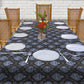 Blue Luxury Pattern on Black 3m Rectangle Tablecloth