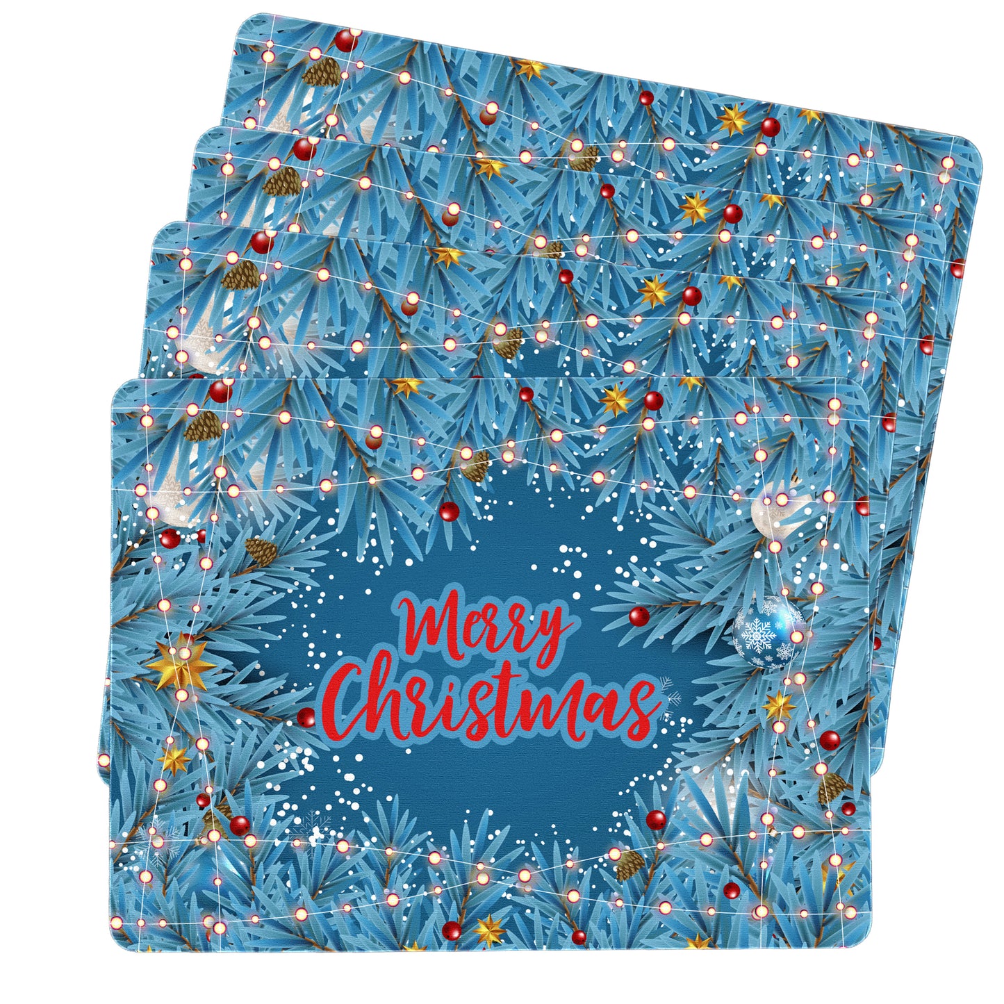 Blue Merry Christmas Placemats