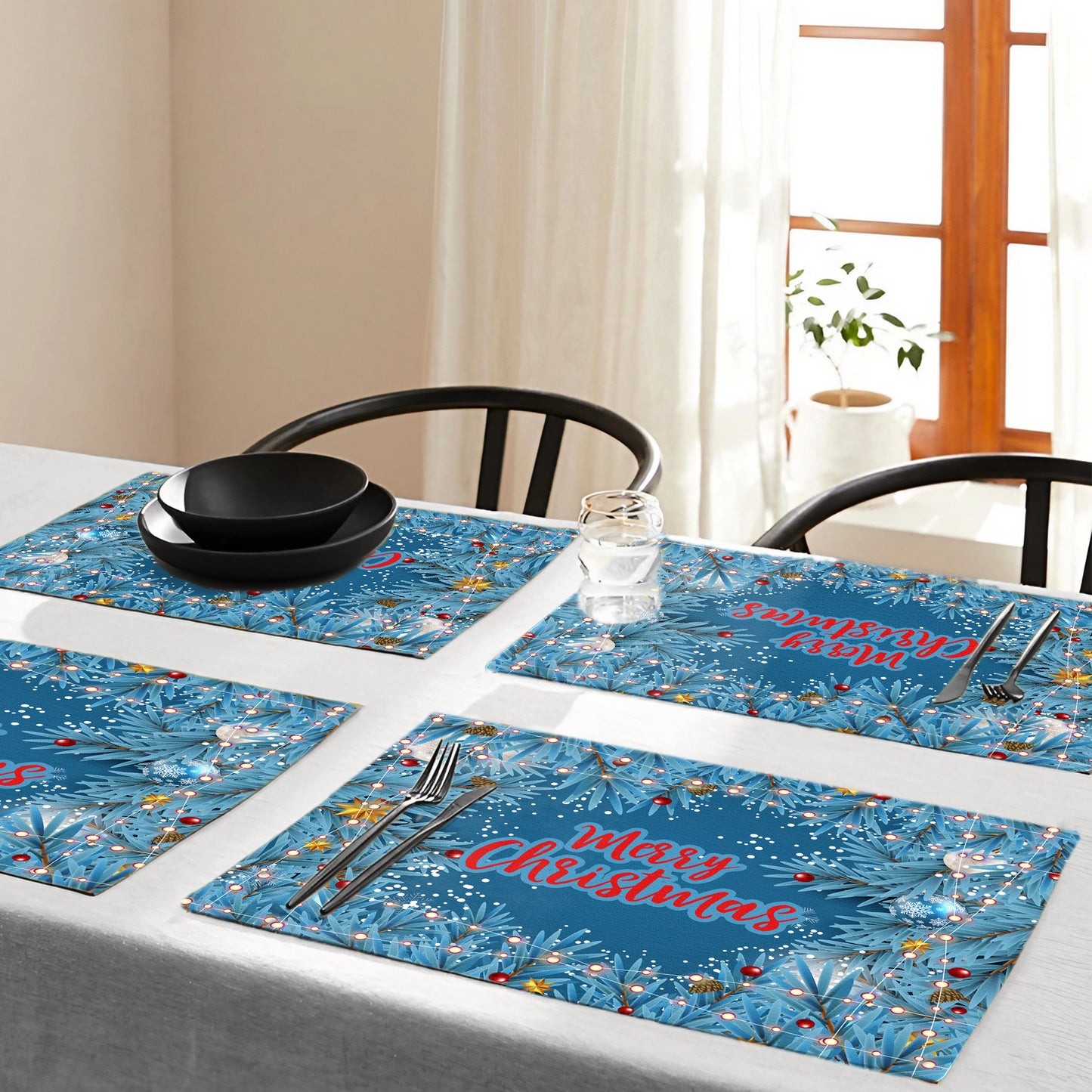 Blue Merry Christmas Placemats