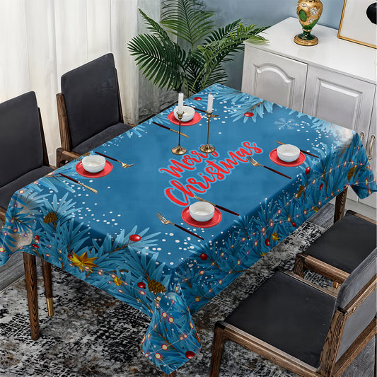 Blue Merry Christmas Rectangle Tablecloth