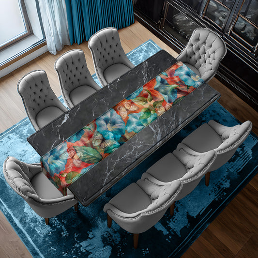 Blue Ocean Flower Pattern Table Runner by Mark van Vuuren
