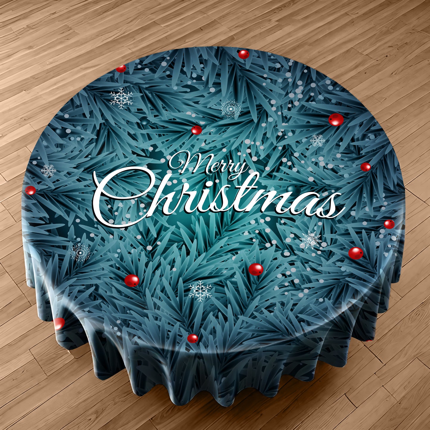 Blue Pines Christmas Round Tablecloth