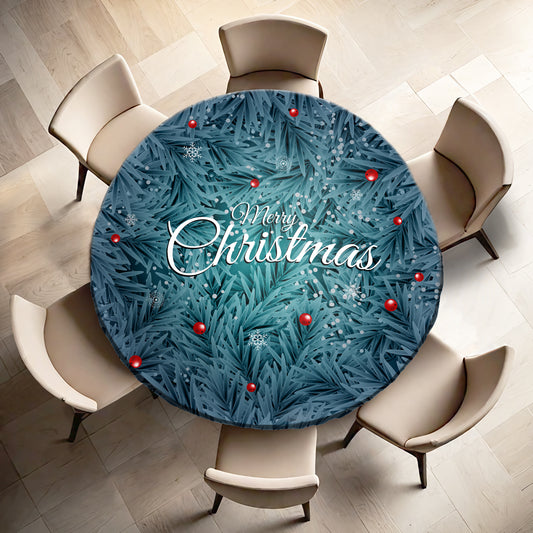 Blue Pines Christmas Round Tablecloth