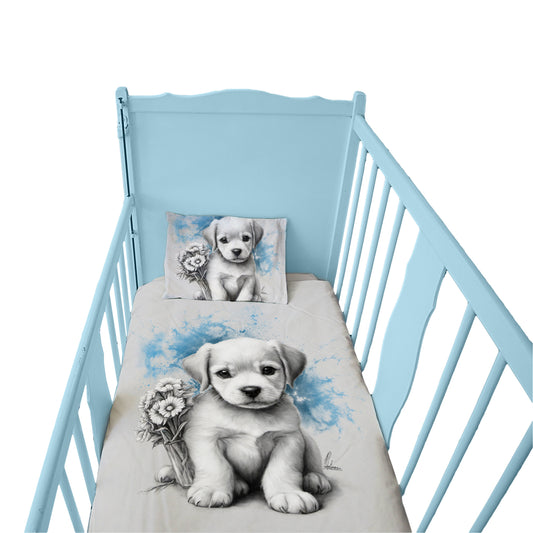 Blue Puppy Cot Duvet Set By Nathan Pieterse