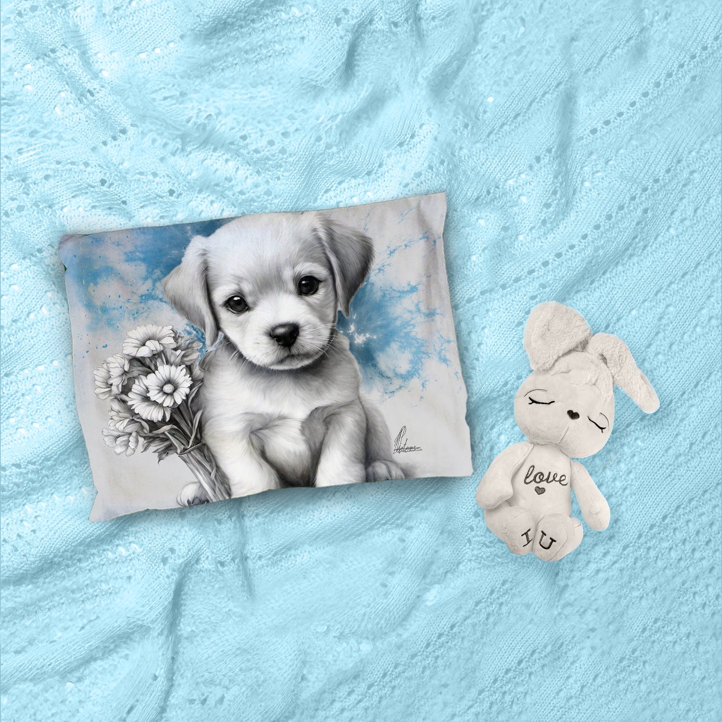 Blue Puppy Cot Duvet Set By Nathan Pieterse