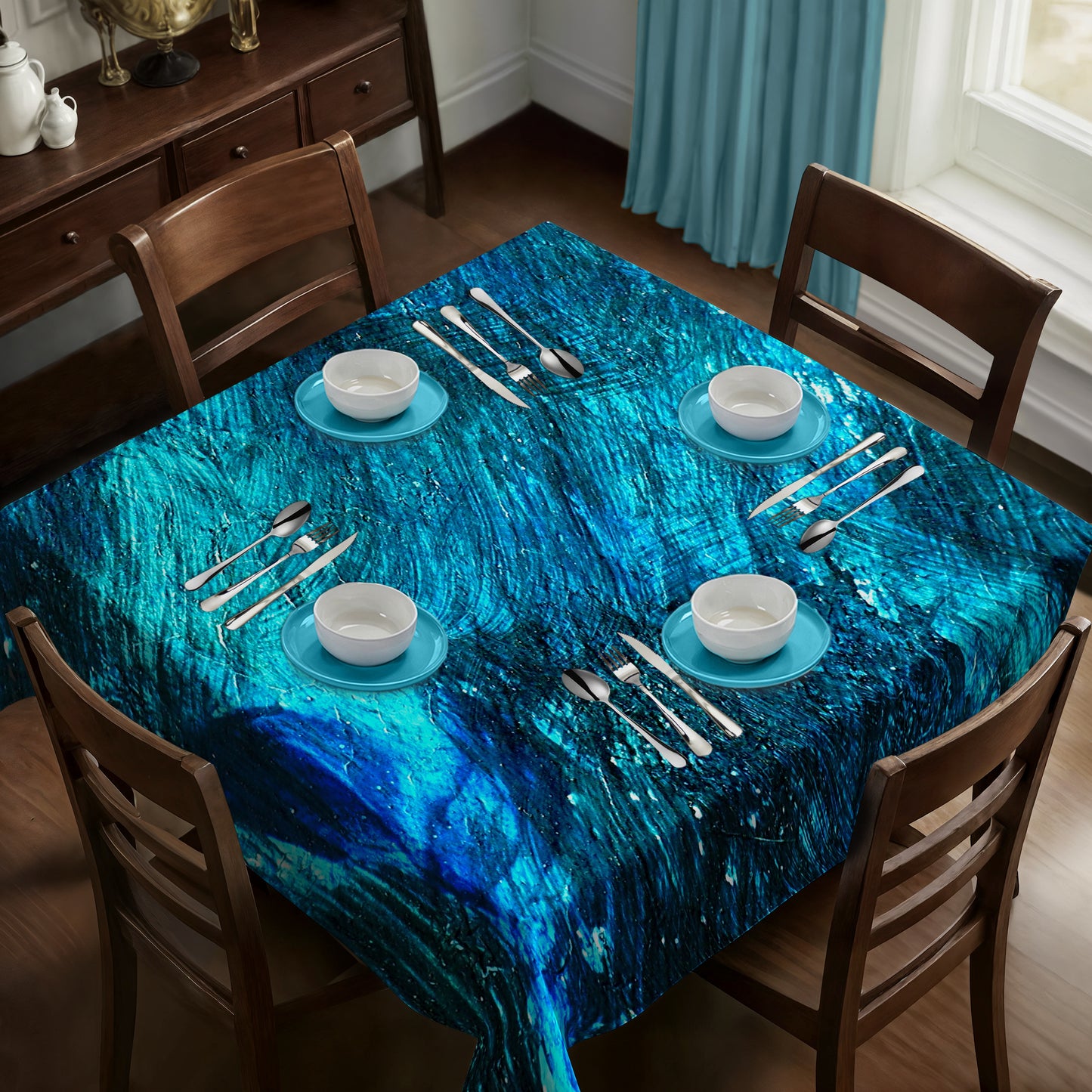 Blue Shadow Square Tablecloth