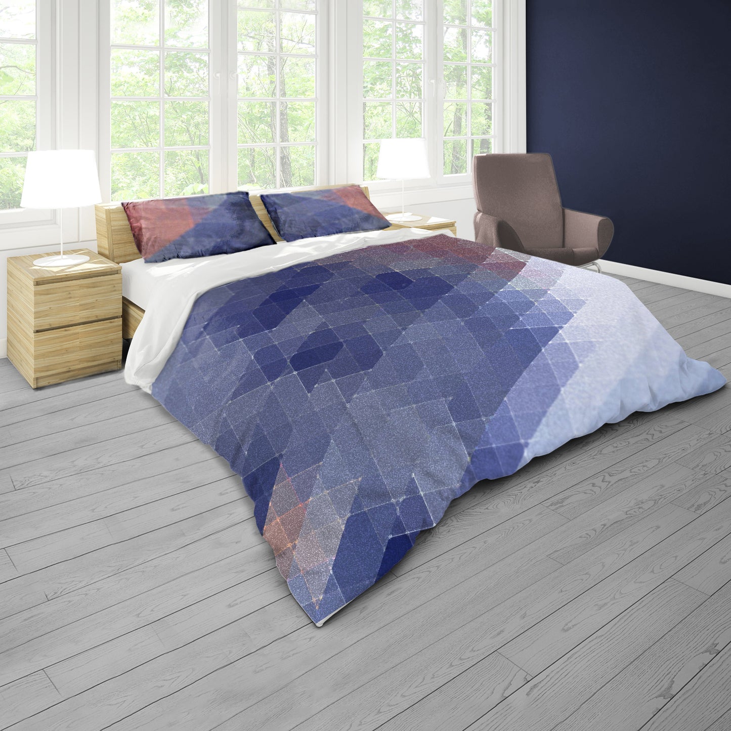 Blue Squares Duvet Cover Set