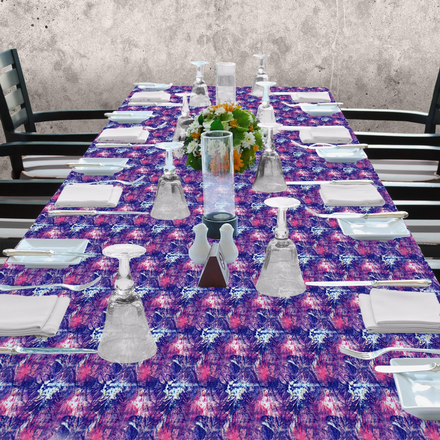 Blue Tie Dye 3m Rectangle Tablecloth
