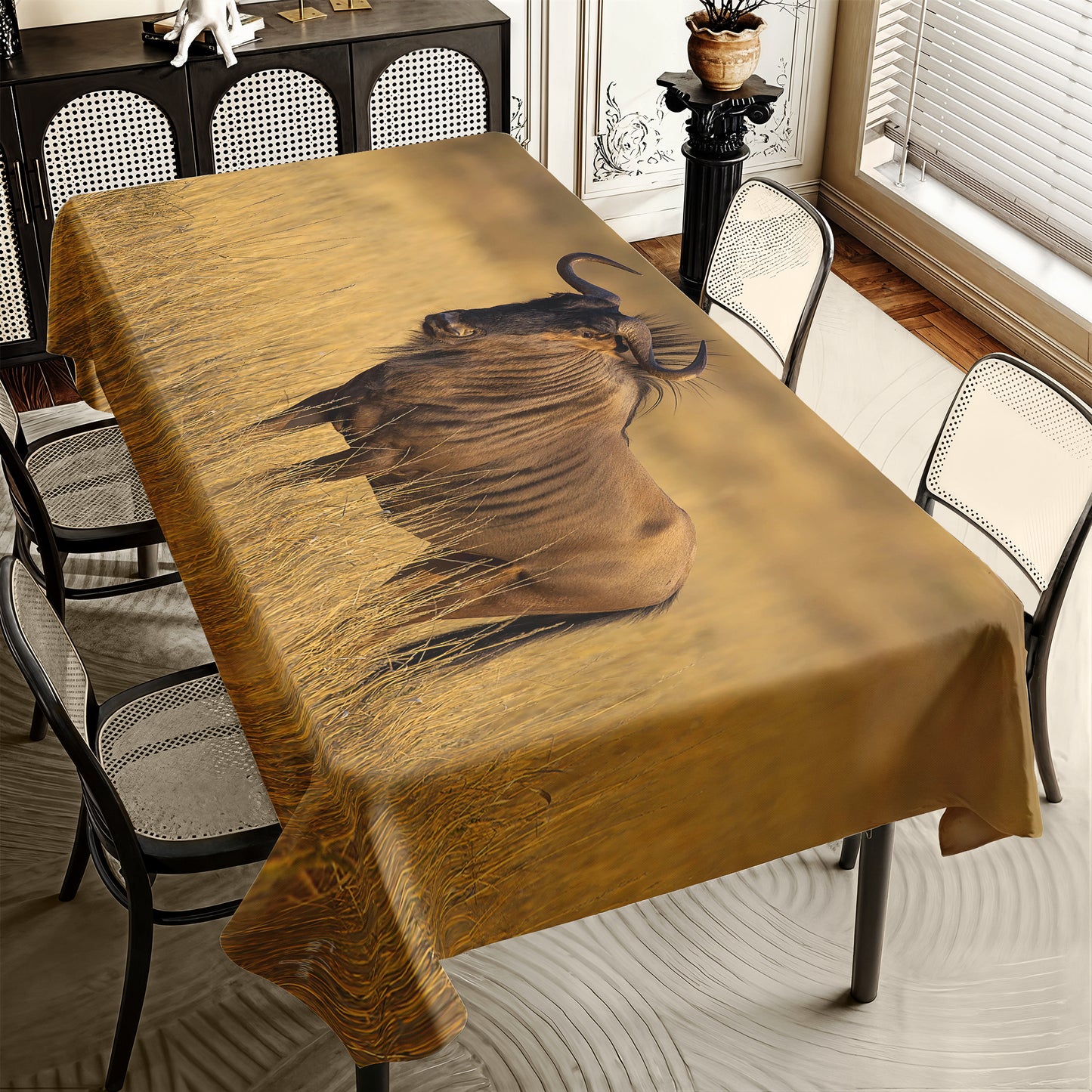 Blue Wildebeest Golden Hour By Fanie Heymans Rectangle Tablecloth