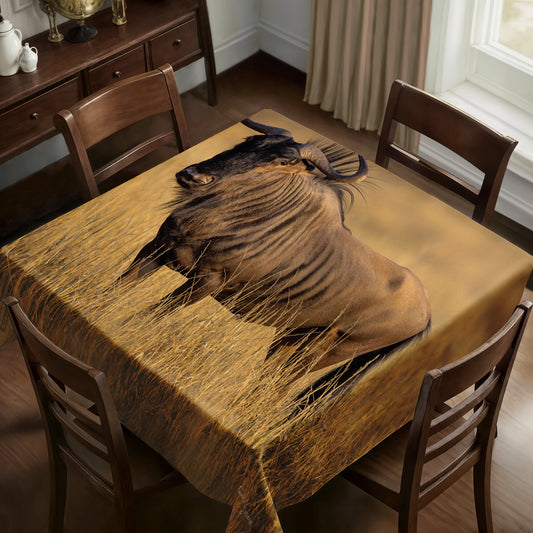 Blue Wildebeest Golden Hour Square Tablecloth By Fanie Heymans