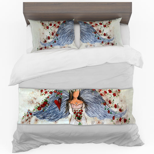 Blue Wing Angel By Lanie Wolvaardt Bed Runner and Optional Pillowcases