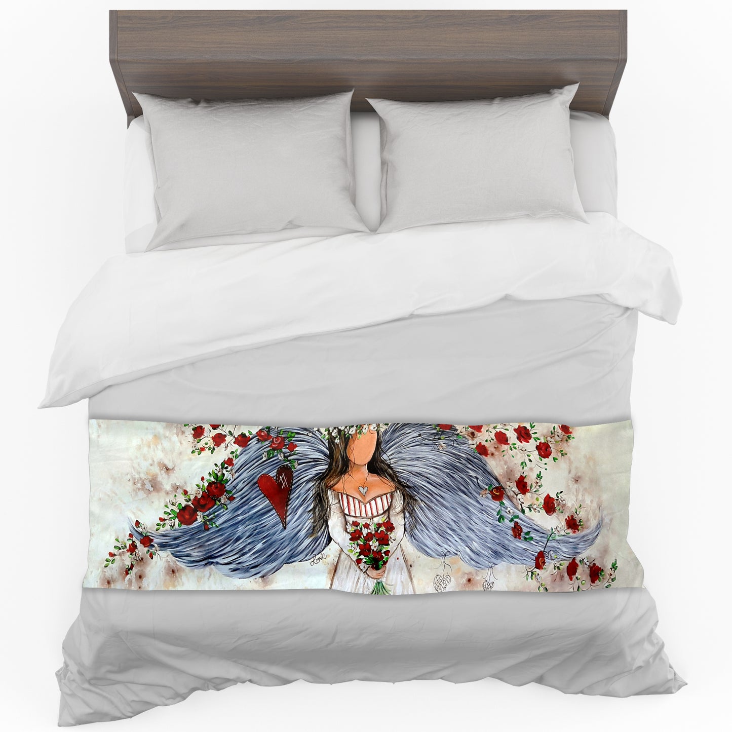 Blue Wing Angel By Lanie Wolvaardt Bed Runner and Optional Pillowcases