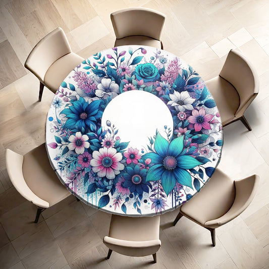 Blue Wreath Round Tablecloth