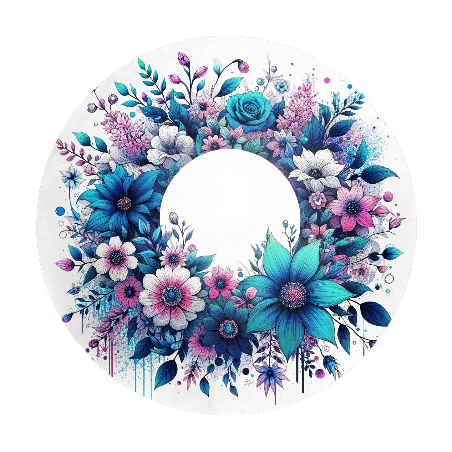 Blue Wreath Round Tablecloth