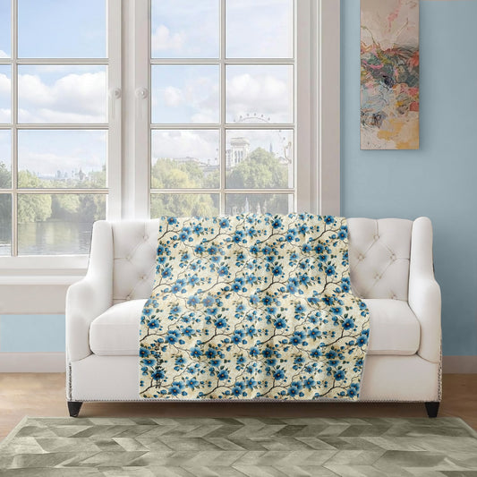 Blue Blossoms Light Weight Fleece Blanket by Wikus Schalkwyk