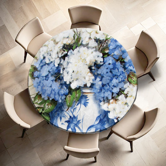 Blue Hydrangea By Stella Bruwer Round Tablecloth