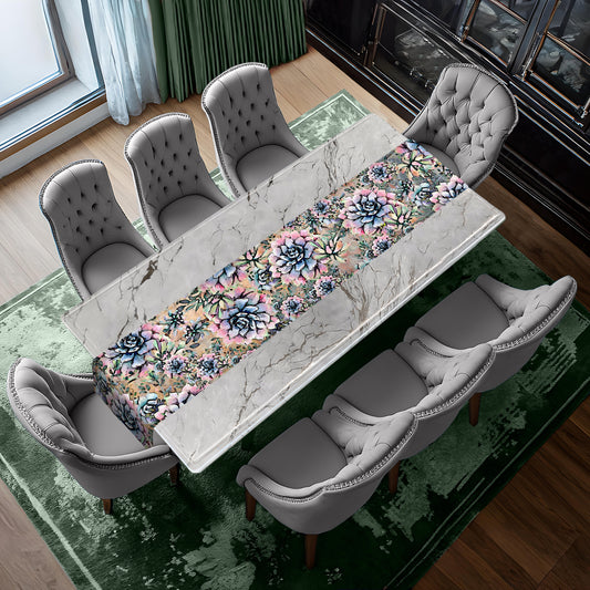 Blue & Pink Flower Pattern Table Runner By Mark van Vuuren