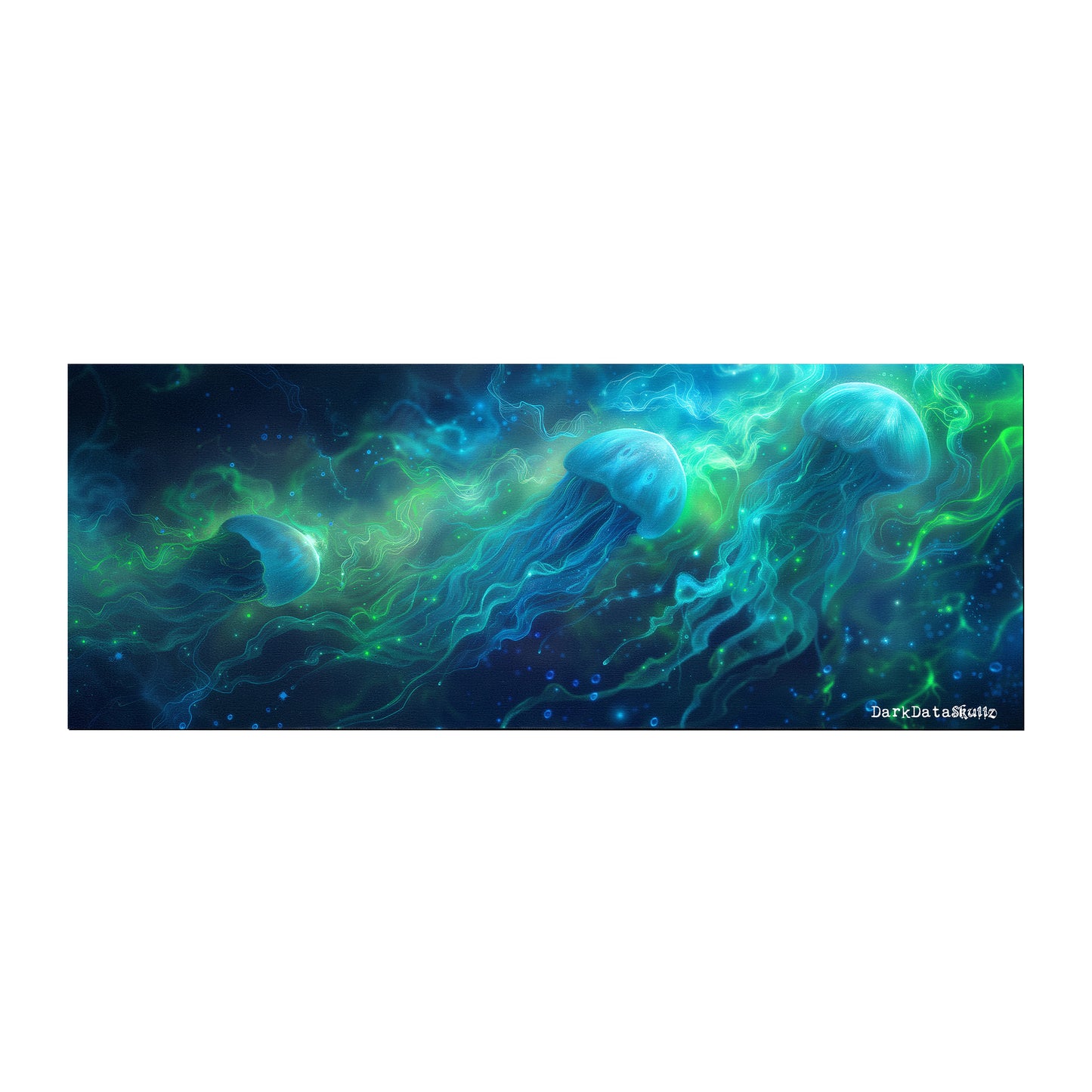 Blue and Green Electric Meduse by Wikus Schalkwyk Large Desk Pad