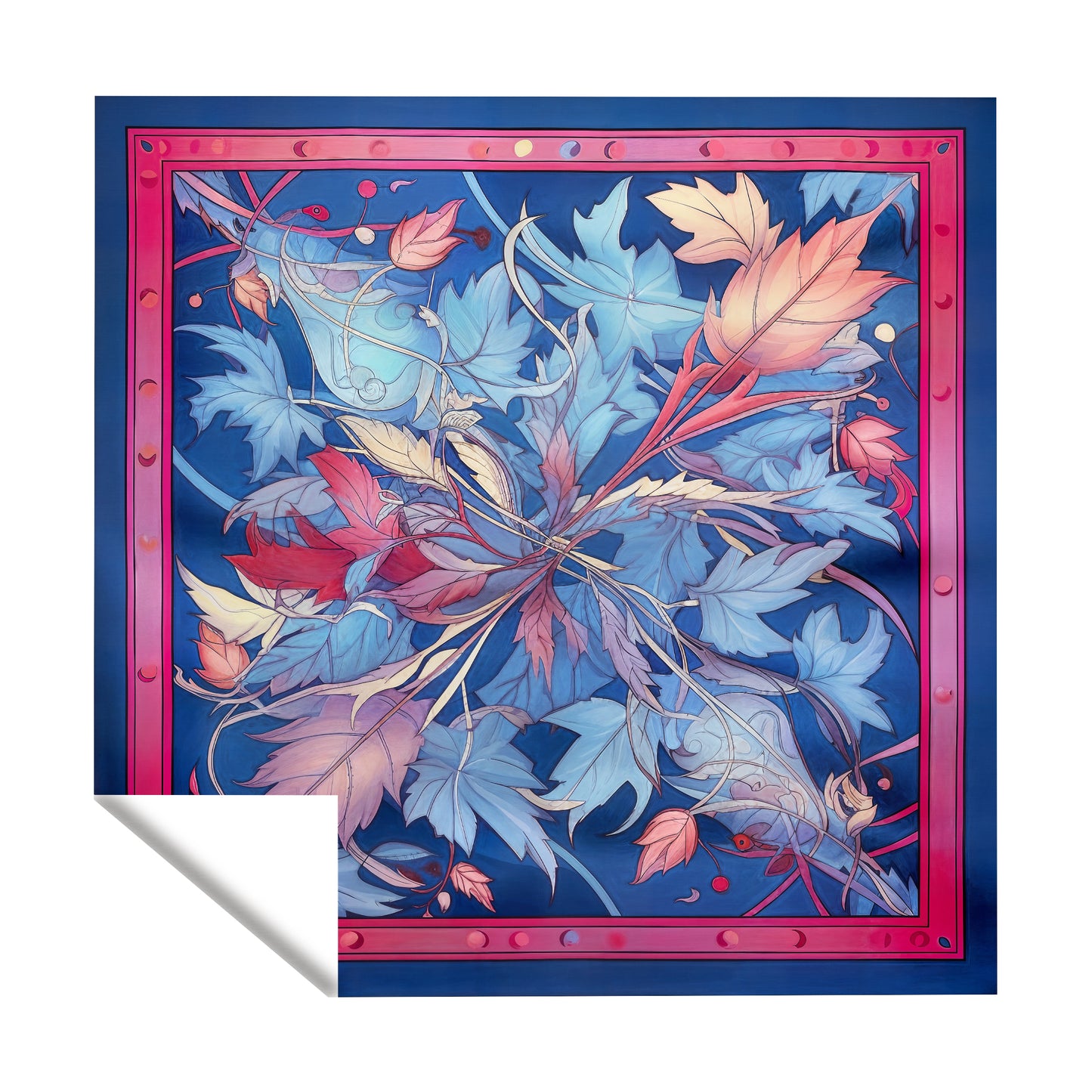 Blue and Pink Leave Pattern Square Tablecloth