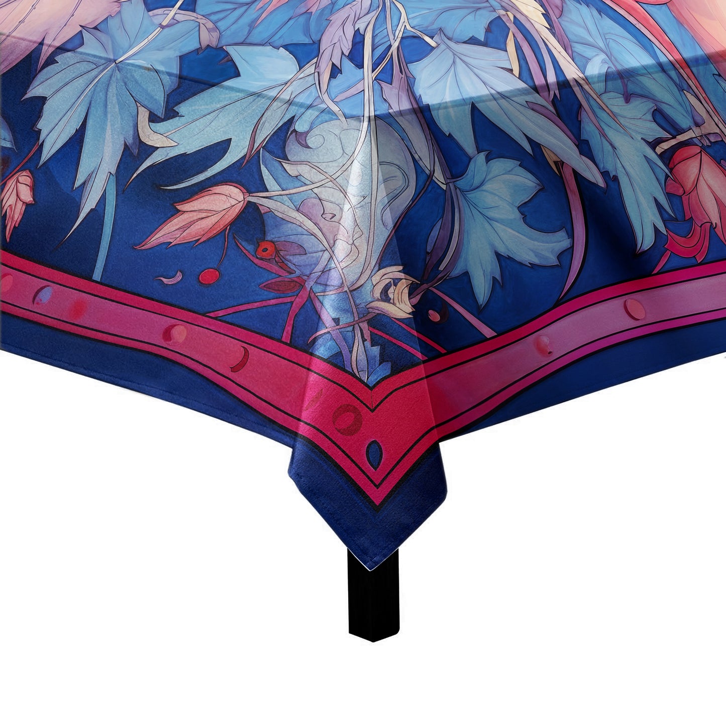 Blue and Pink Leave Pattern Square Tablecloth