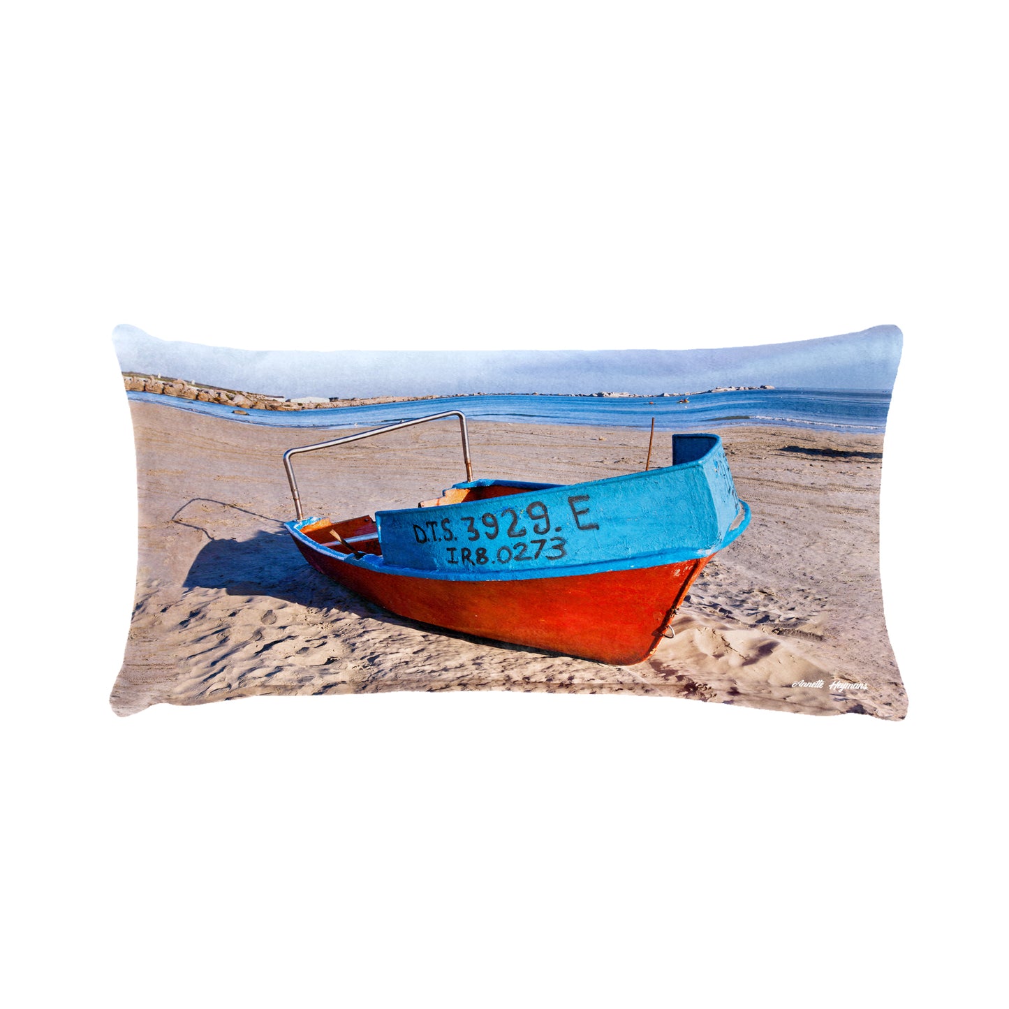 Blue and Red Boat Oblong Luxury Scatter  by Annette Heymans