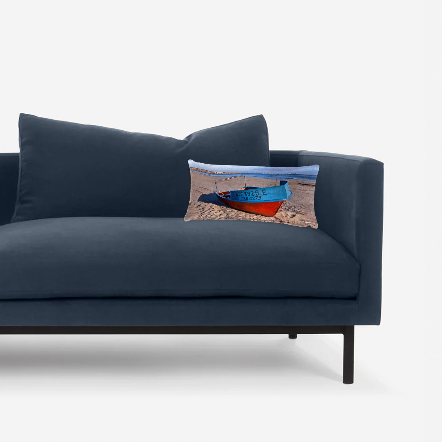 Blue and Red Boat Oblong Luxury Scatter  by Annette Heymans