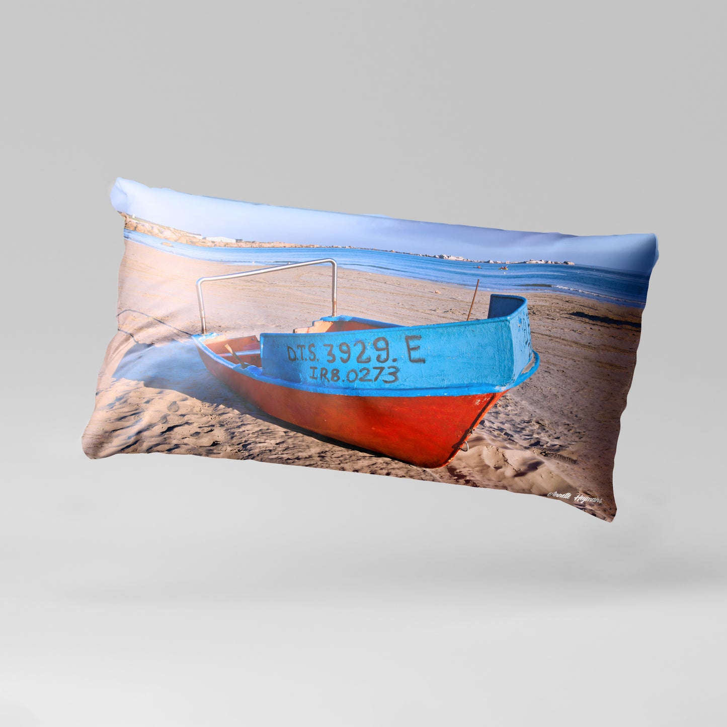 Blue and Red Boat Oblong Luxury Scatter  by Annette Heymans