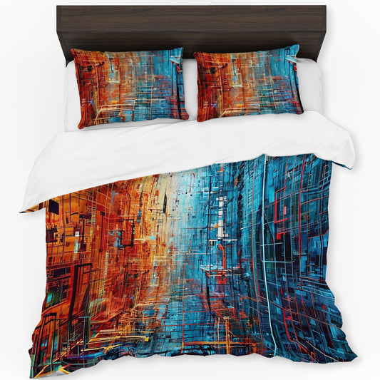 Blue and Rust Duvet Cover Set