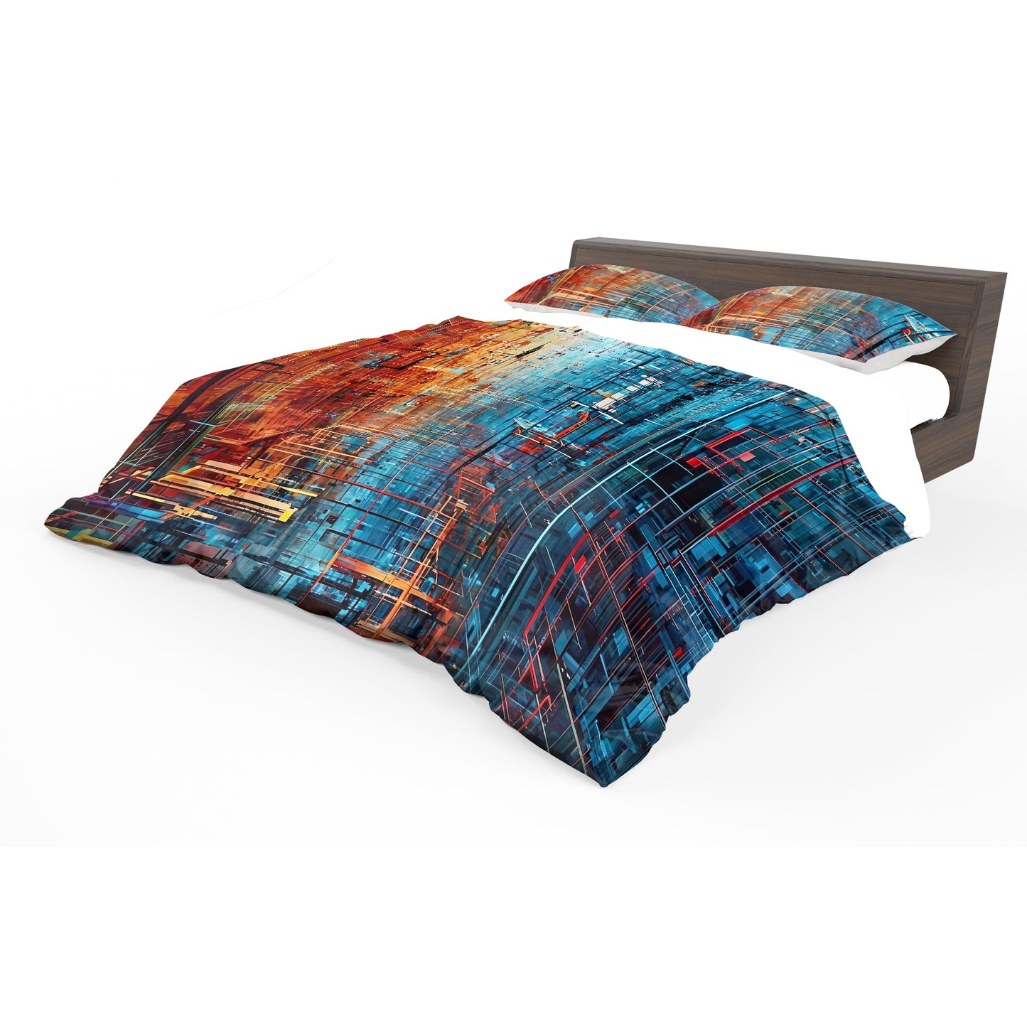 Blue and Rust Duvet Cover Set