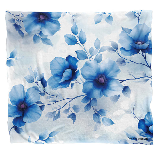 Blue and White Dried Wild Flowers Light Weight Fleece Blanket by Wikus Schalkwyk
