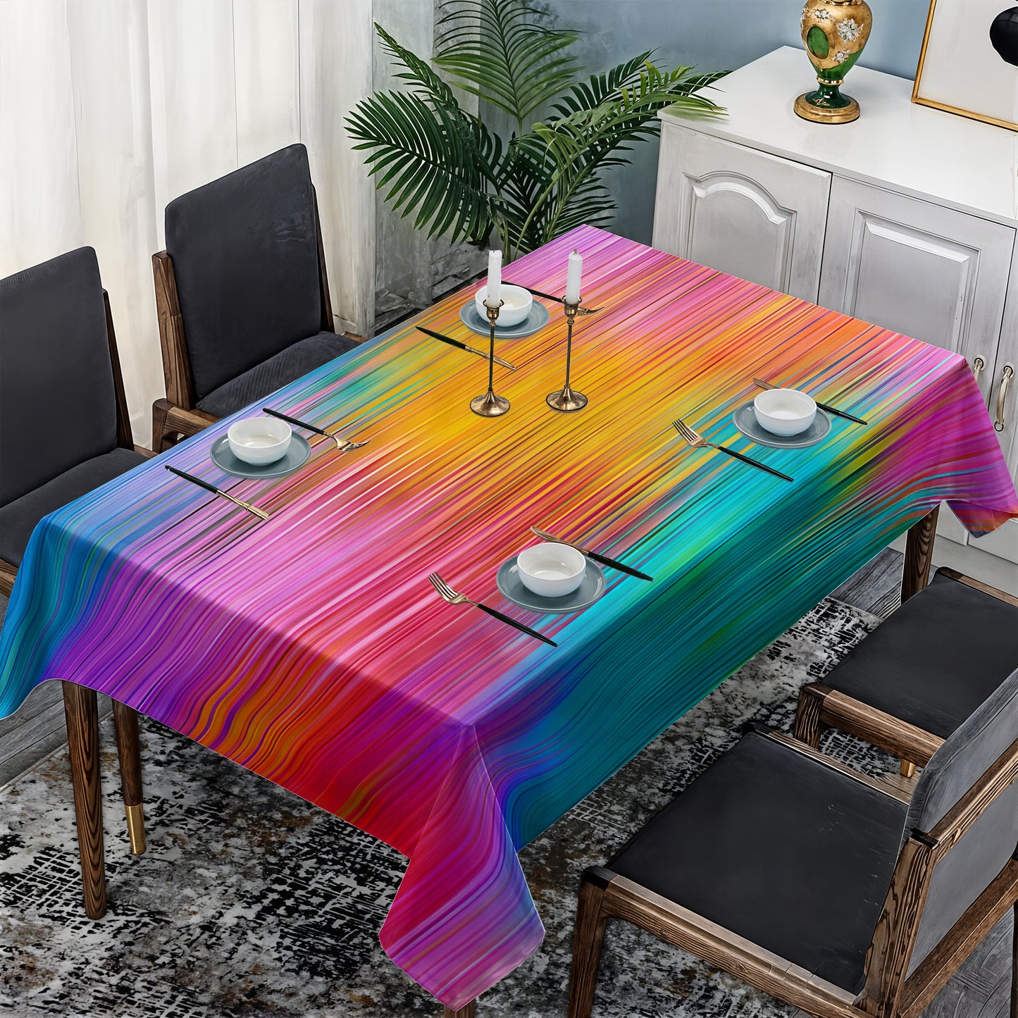 Blur Of Rainbow Rectangle Tablecloth