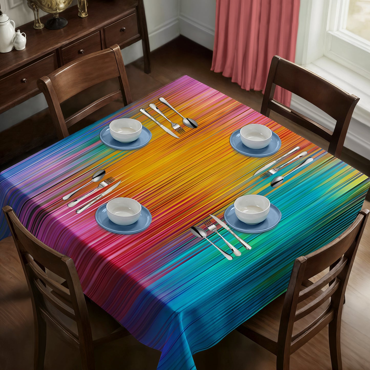 Blur Of Rainbow Square Tablecloth