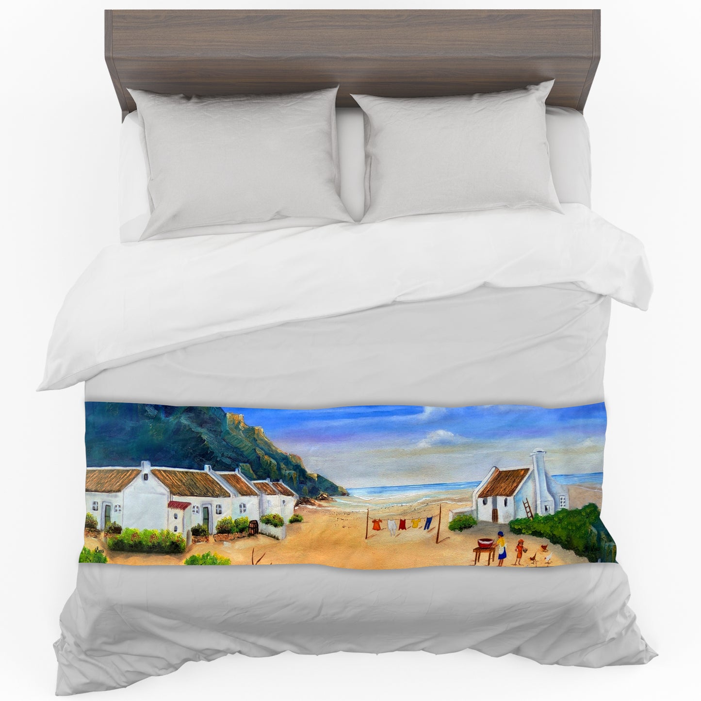 Boat View West Coast By Yolande Smith Bed Runner and Optional Pillowcases
