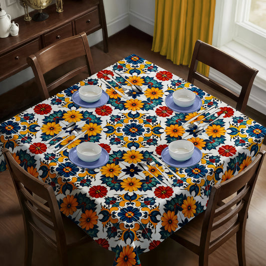 Bohemian Tiled Floral Art Square Tablecloth