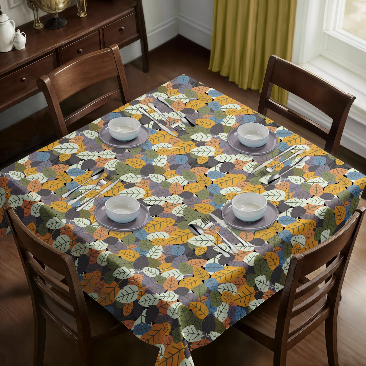 Botanical Rhythm Fall Square Tablecloth