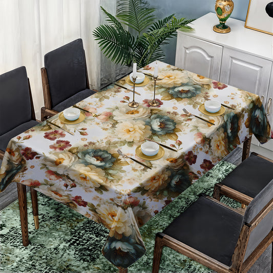 Bouquet of Floral on White Rectangle Tablecloth by Mark van Vuuren