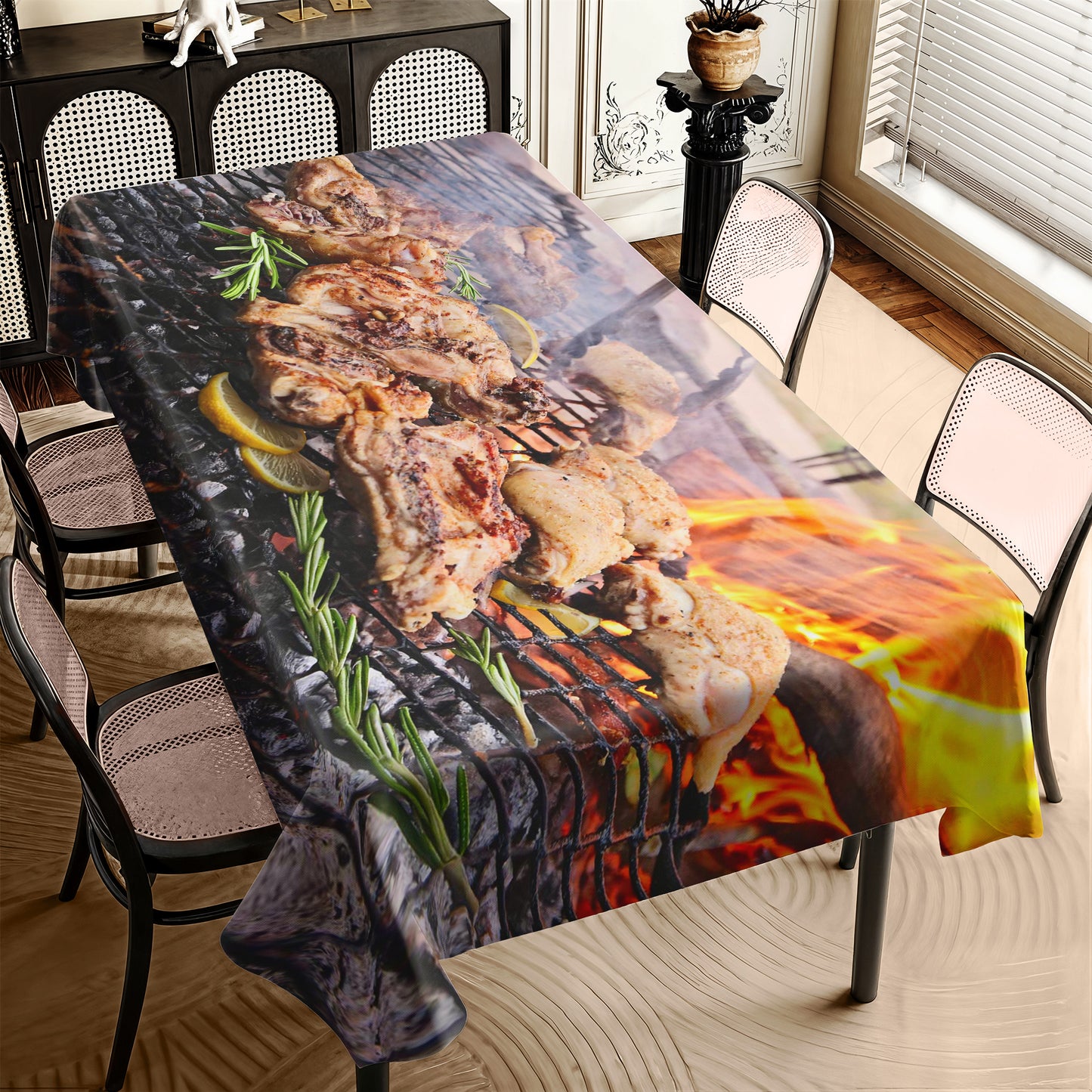Braaing Chicken Rectangle Tablecloth