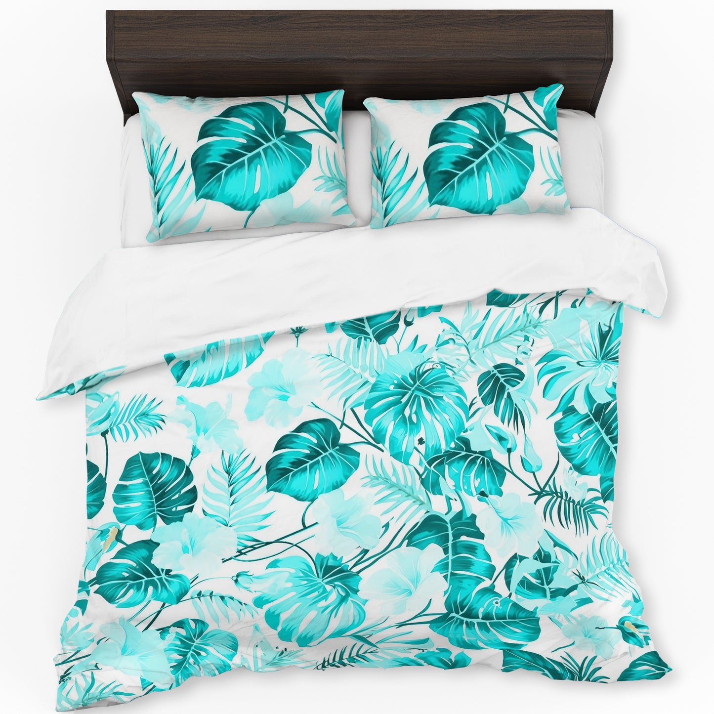 Bricht Aqua Leaves Duvet Cover Set