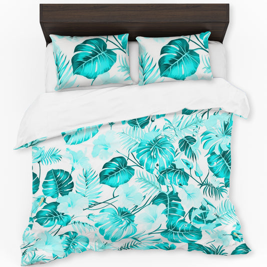 Bricht Aqua Leaves Duvet Cover Set