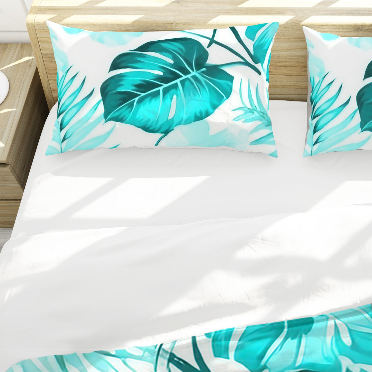 Bricht Aqua Leaves Duvet Cover Set