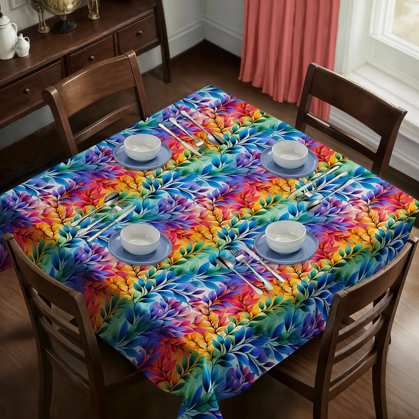 Bright Rainbow Foilage Square Tablecloth