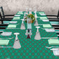Bright Green Square Pattern 3m Rectangle Tablecloth