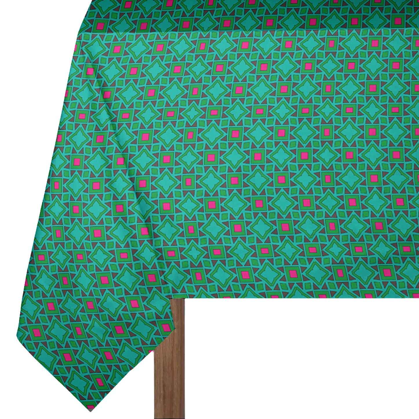 Bright Green Square Pattern 3m Rectangle Tablecloth