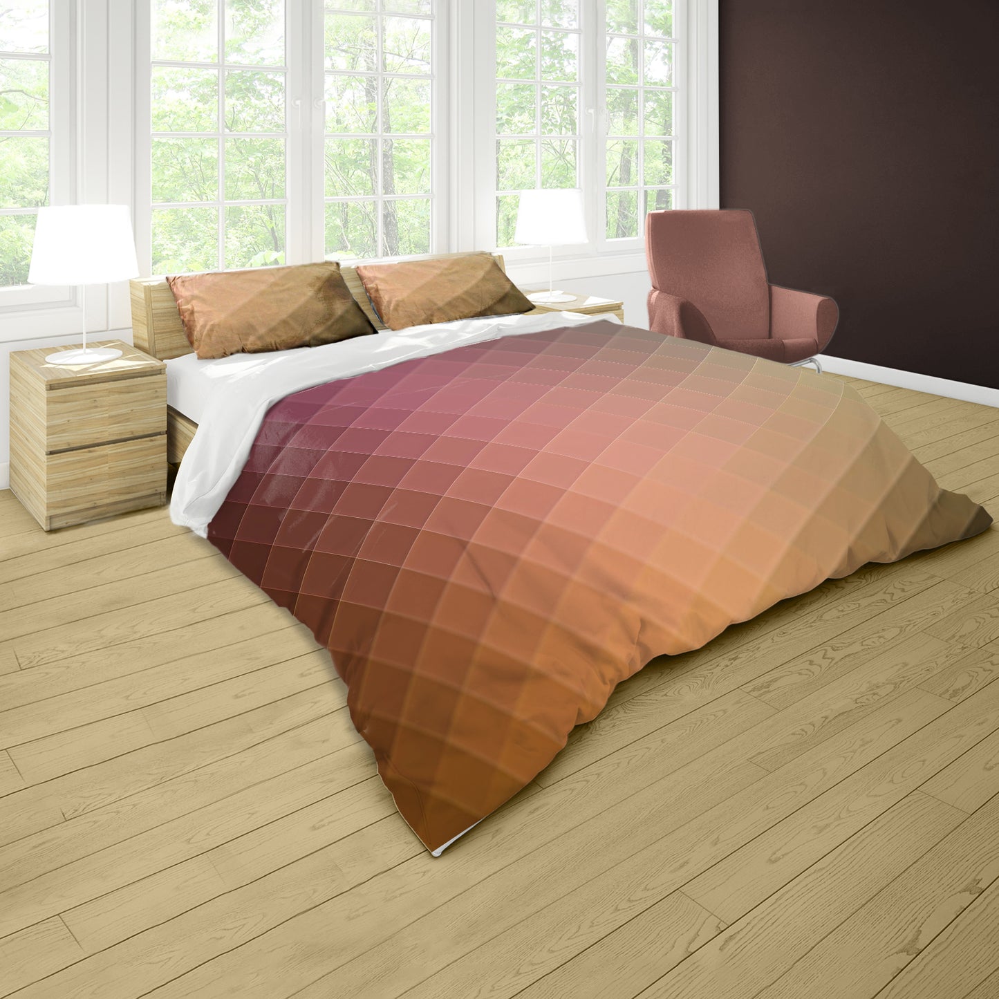 Bronze Squares Duvet Cover Set