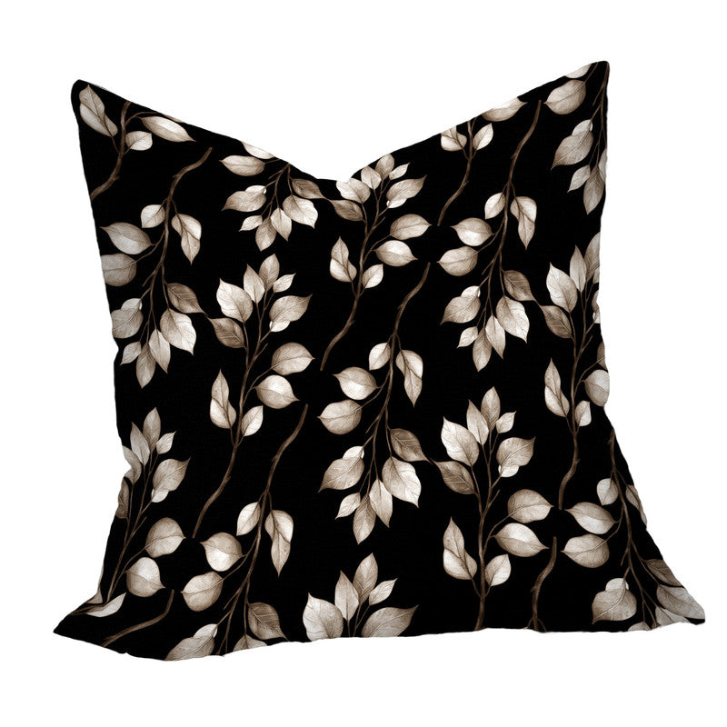 Brown Drawn Leaves on Black Luxury Scatter by Mark van Vuuren