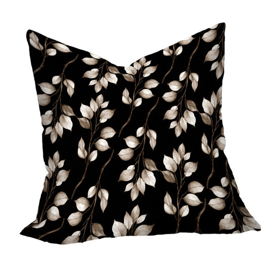 Brown Drawn Leaves on Black Luxury Scatter by Mark van Vuuren